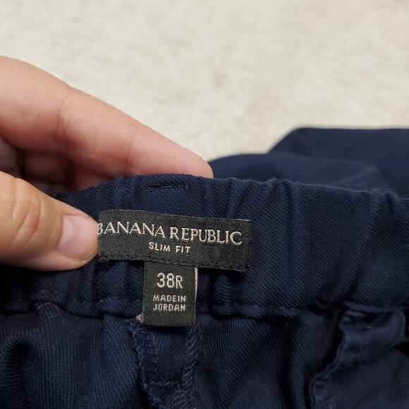 Banana Republic Navy Blue Casual Basic Straight Leg Slim Fit Drawstring Pant 38R - Picture 8 of 8